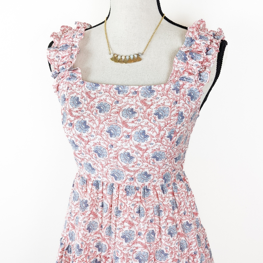 🦋LAST🦋 NWT Blu Pepper Floral Ruffle Strap Mini Dress, Size Large - Picture 3 of 8